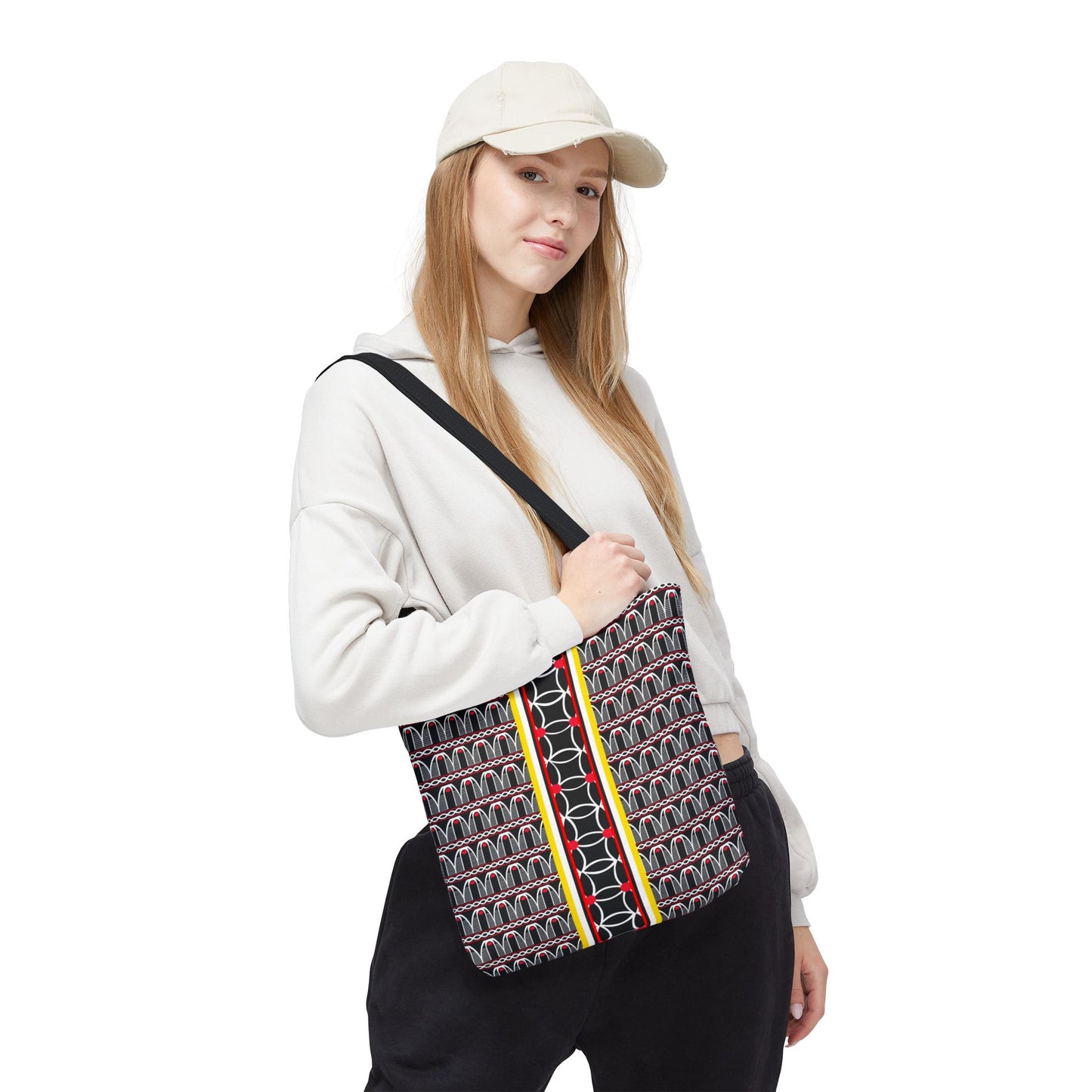 Toghu BW Bells with Flora Strip Tote - Two-Sided Design AOP Bag