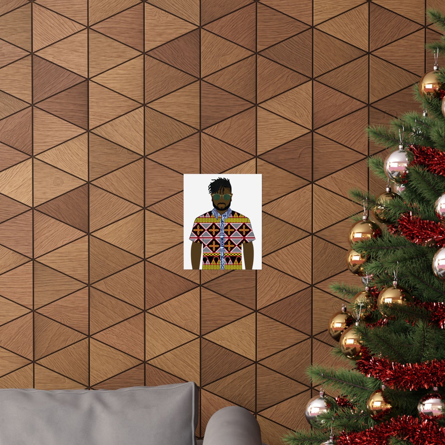 Pascale (Chocolate) in Yellow Toghu on White Backdrop Premium Matte Vertical Posters