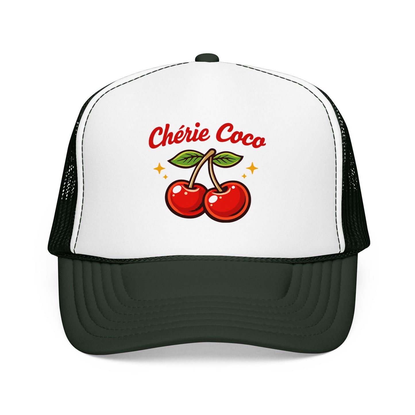 Chérie Coco Trucker hat , Cherry retro script design, Mother's Day Gift