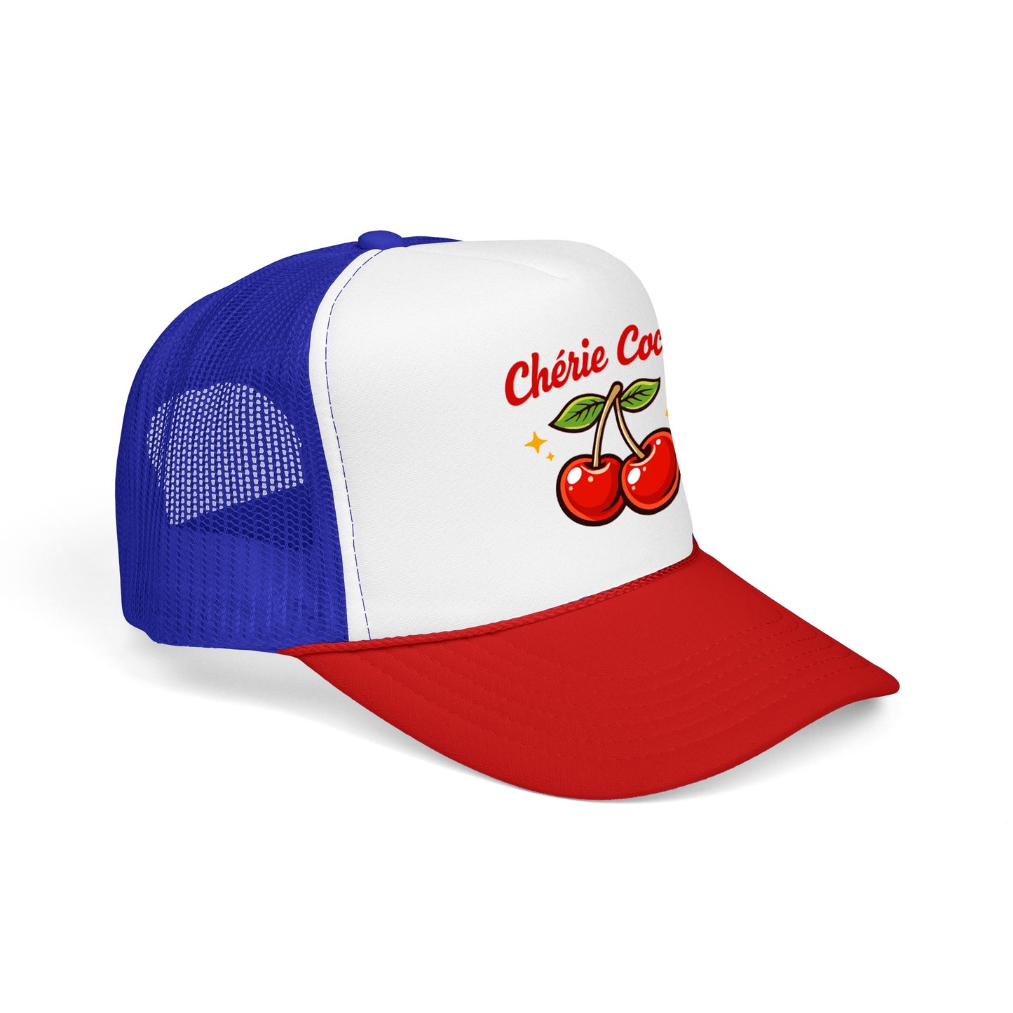 Chérie Coco Trucker hat , Cherry retro script design, Mother's Day Gift