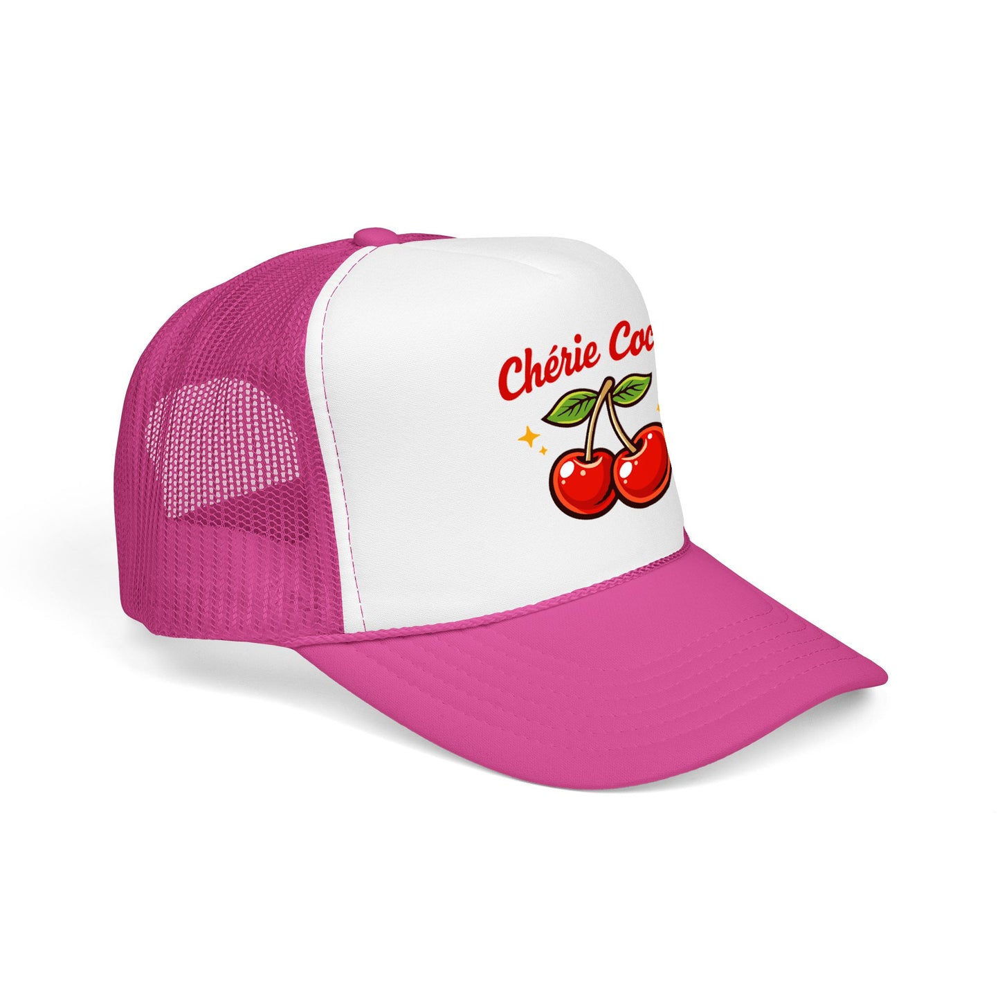 Chérie Coco Trucker hat , Cherry retro script design, Mother's Day Gift