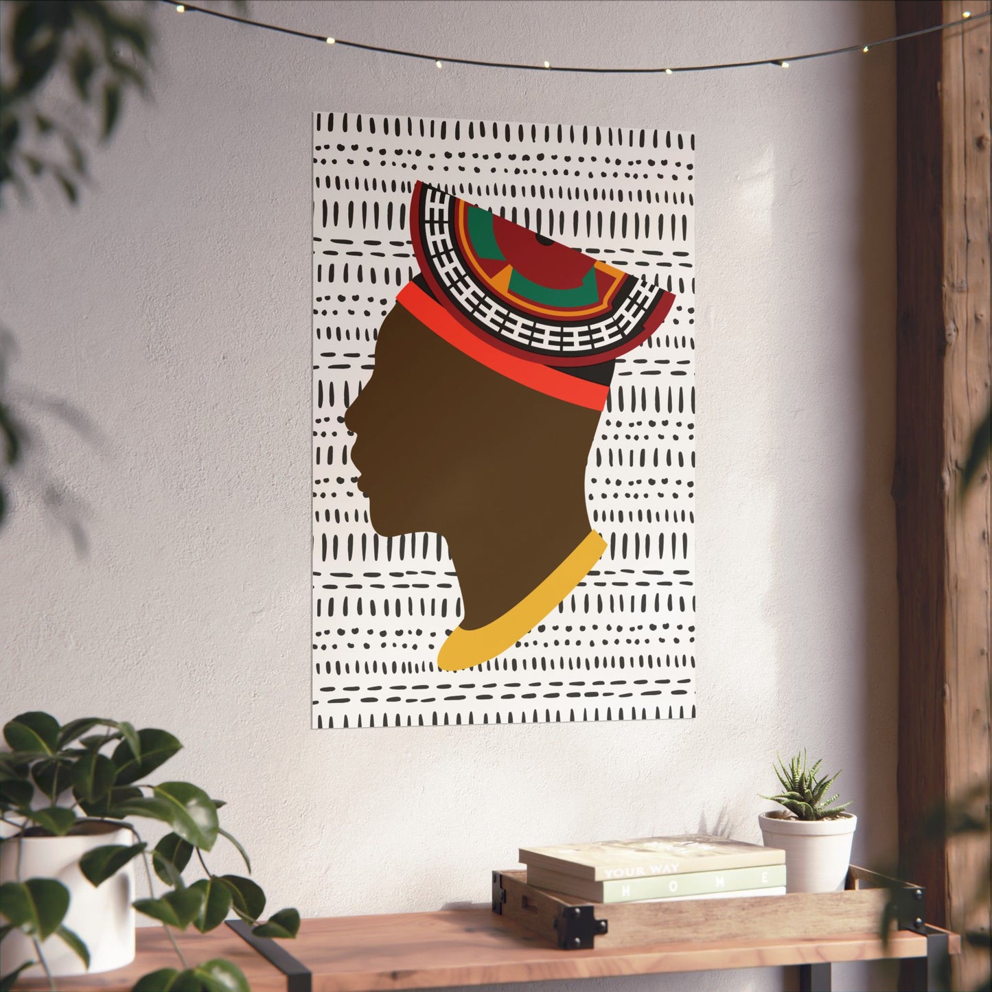 Man in Bamenda Hat White Mudcloth Premium Matte Vertical Posters