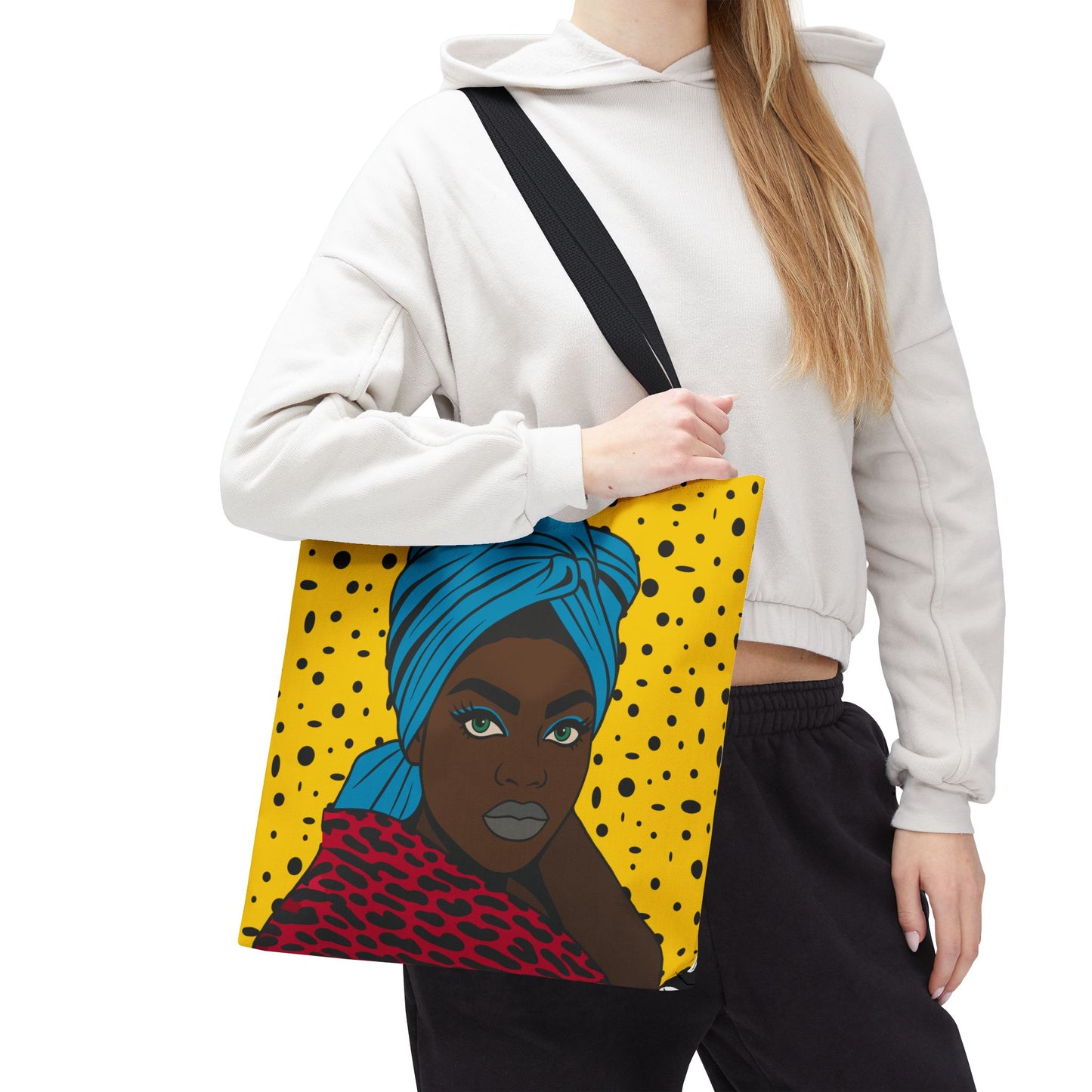 Turbanique Afro Glam Tote Bag, Black Woman, Cheetah Print, "VaVa Voom" Back