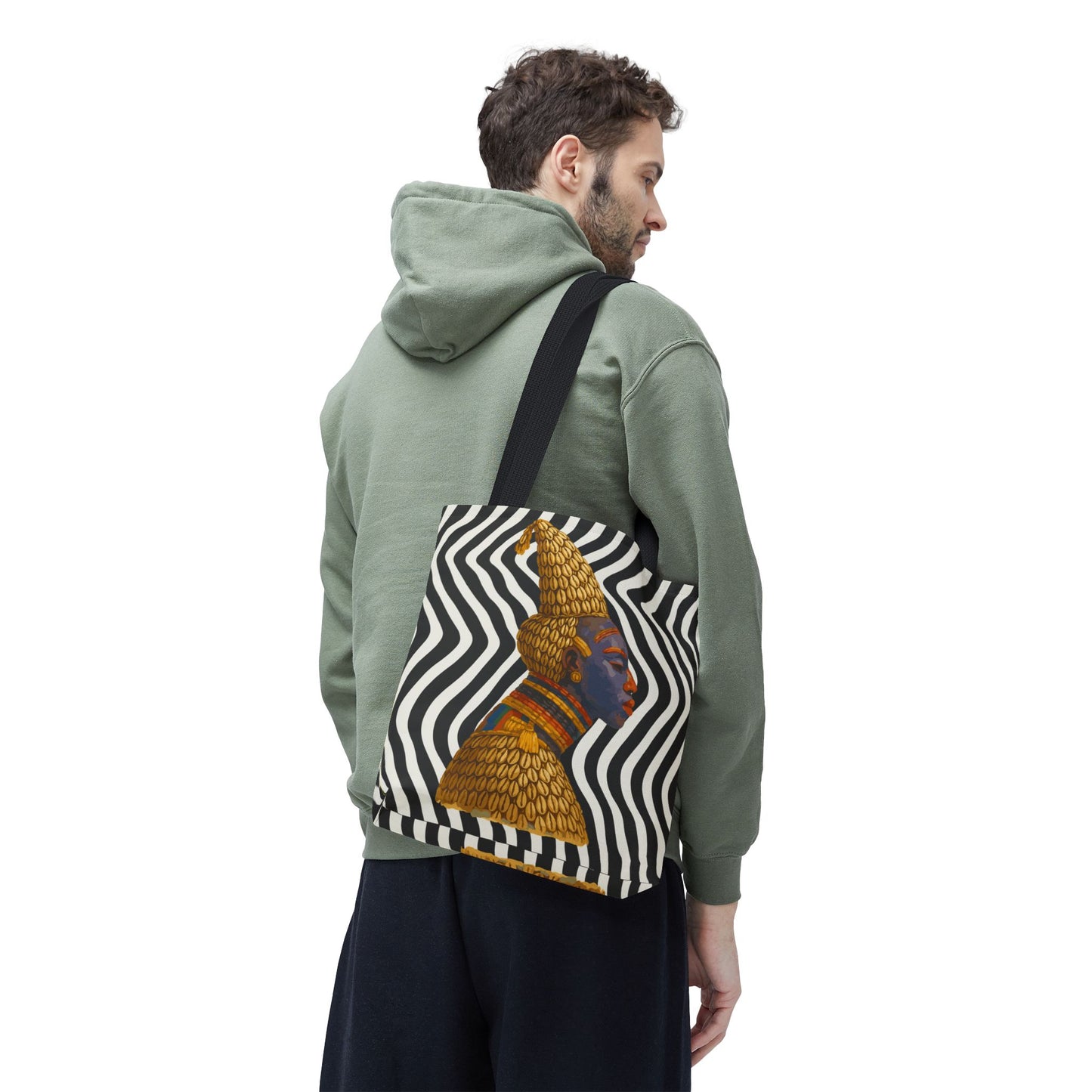 Cameroon Bangwa Mask Satin on Zebra Print  Canvas Tote Bag