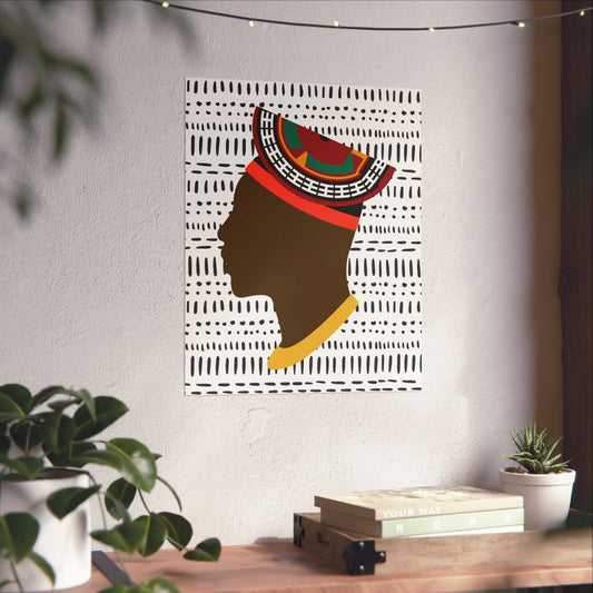 Man in Bamenda Hat White Mudcloth Premium Matte Vertical Posters
