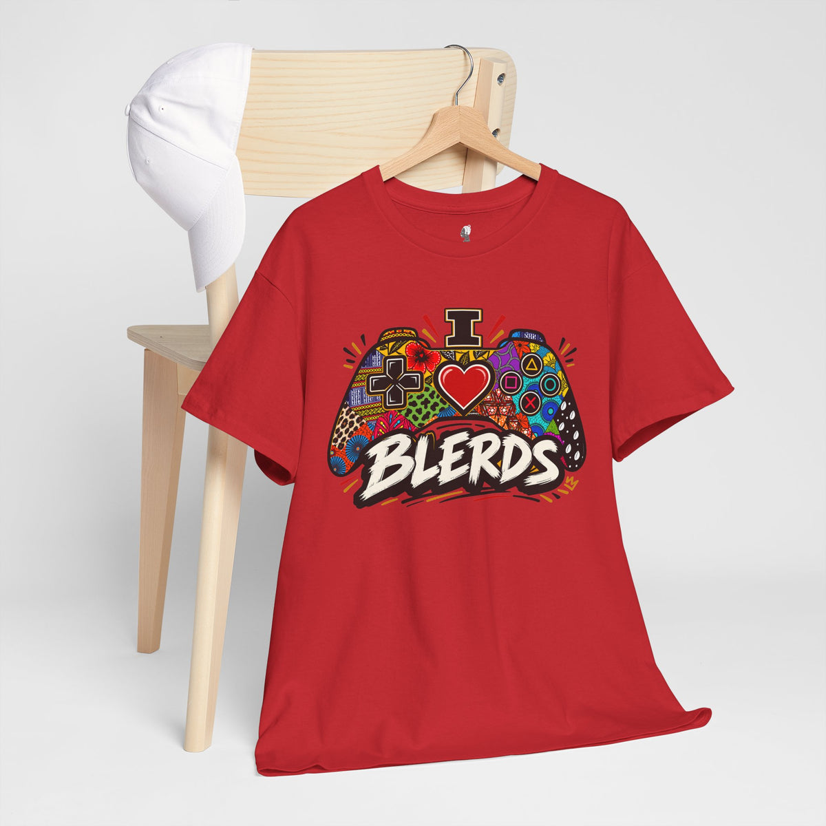 I Heart Blerds Tee Colorful Gamer Controller Graphic Unisex Heavy Cotton Tee
