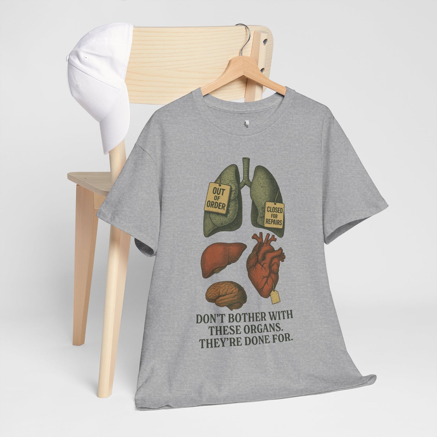 Funny Anatomy T-Shirt, Don't Bother With These Organs Graphic Tee, Unisex Heavy Cotton Shirt, Dark Humor Gift, Sarcastic Science Shirt