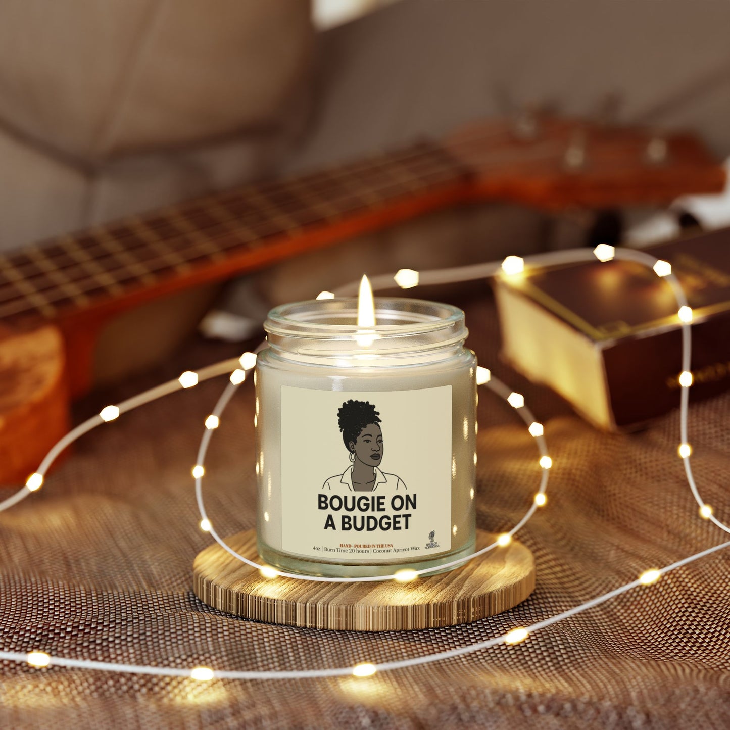 Bougie on a Budget Coconut Apricot Wax Scented Candles (Black and White), Afrocentric Candle, Home Fragrance Decor, Aromatherapy Gift, Relaxation Candle