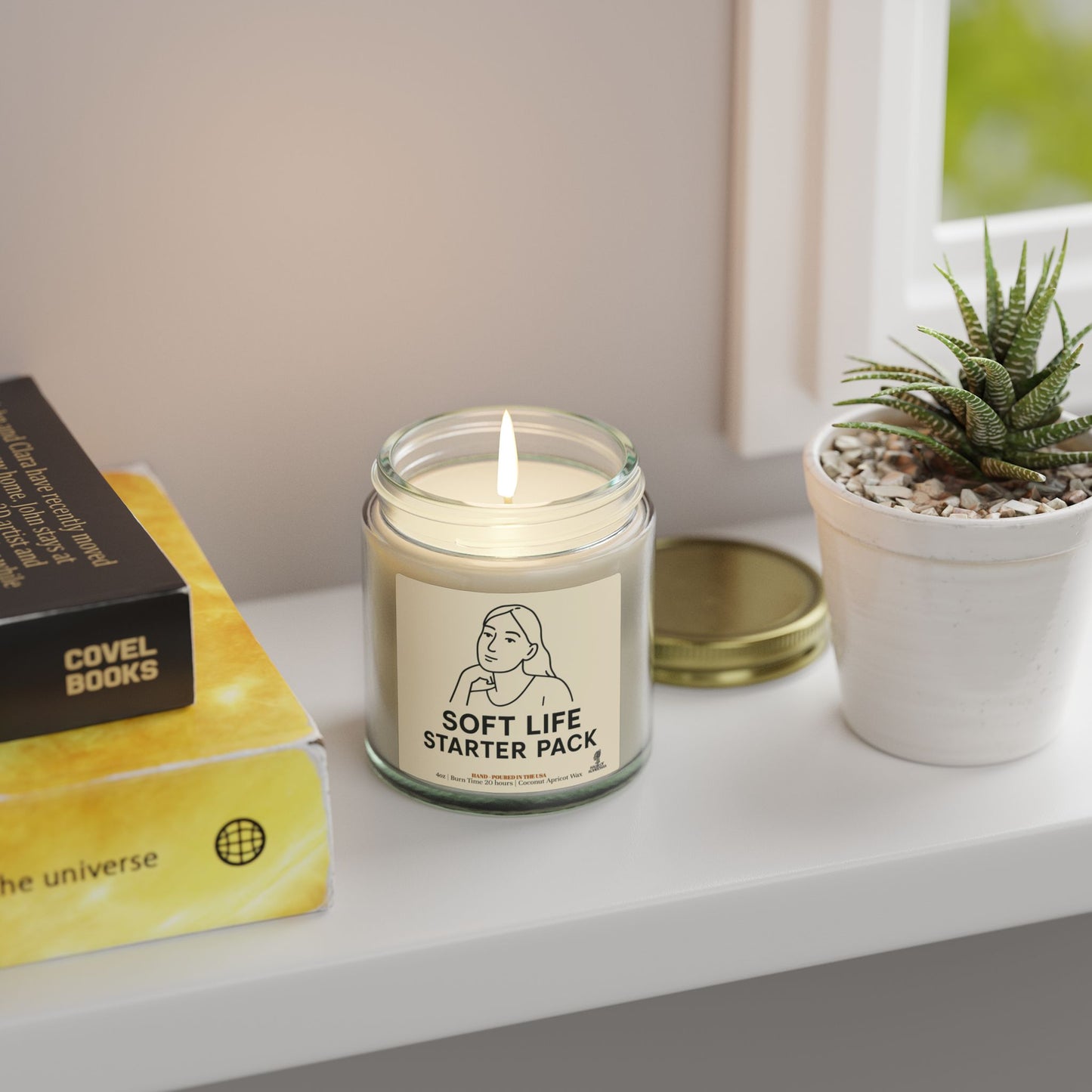 Soft Life Starter Pack Coconut Apricot Wax Scented Candles (Black and White), Afrocentric Candle – African Inspired Home Decor,Home Fragrance Decor, Aromatherapy Gift, Relaxation Candle