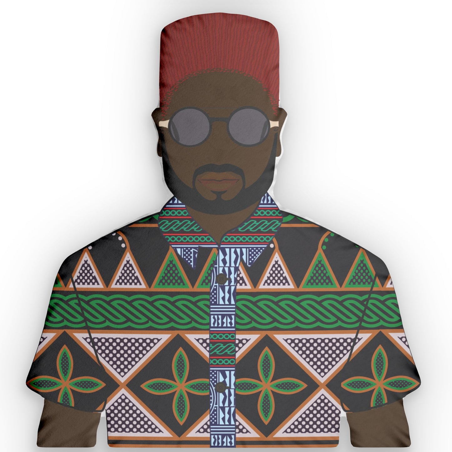 Pascale in Green toghu Custom Shaped Pillow, Decorative Throw Cushion, African man Pillow, Unique Home Decor, Personalized Gift,