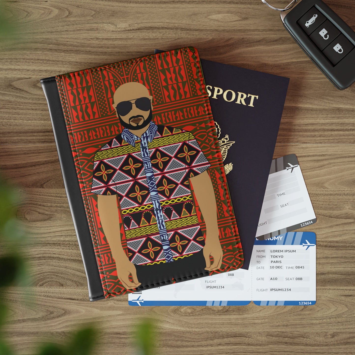 Le Monsieur Sand) in Yellow Toghu - Red Ndop BG - Passport Cover