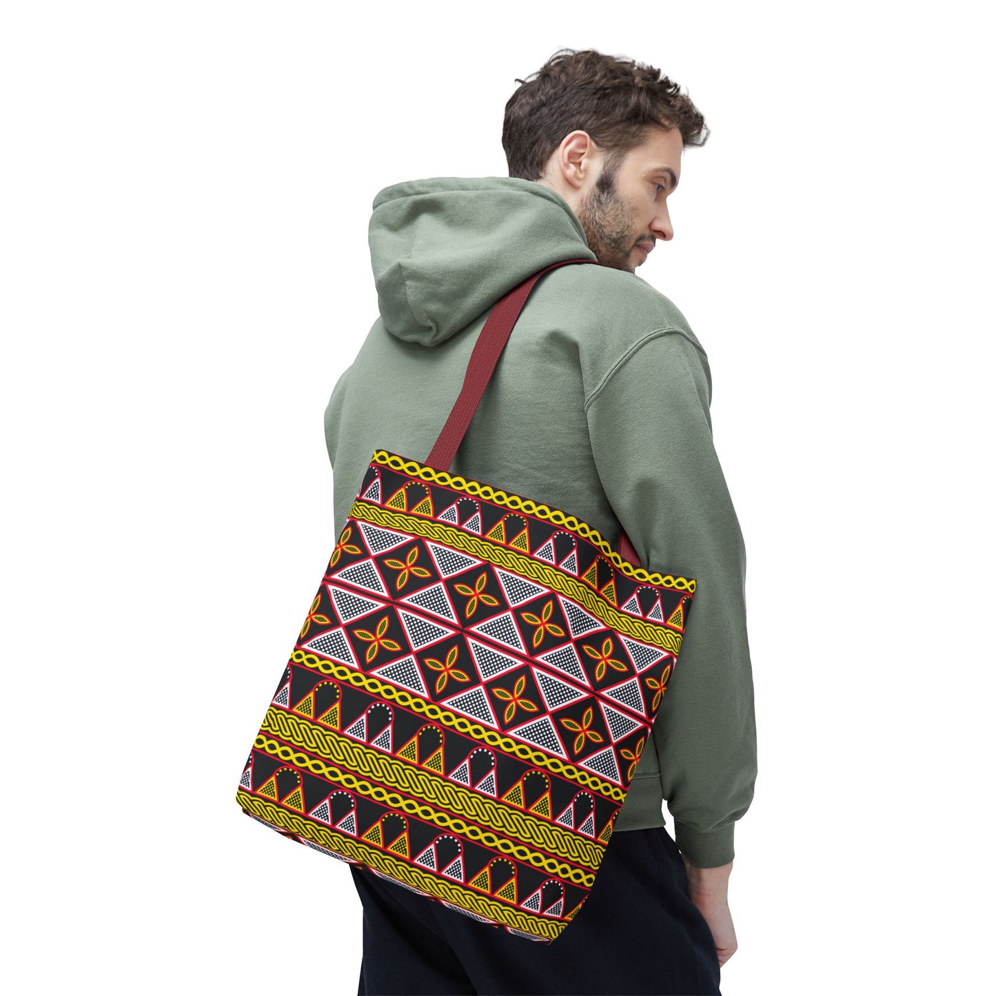 Yellow Cameroon Toghu Print Canvas Tote Bag
