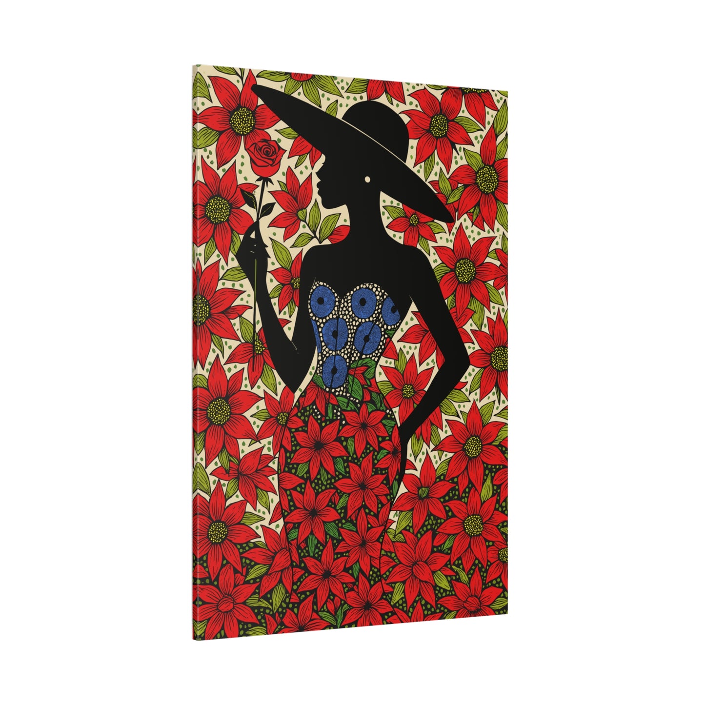 Poinsettia Lady Matte Canvas Wall Art,  Canvas Print, Floral Wall Decor, Mother's Day Gift, Stretched, 1.25"