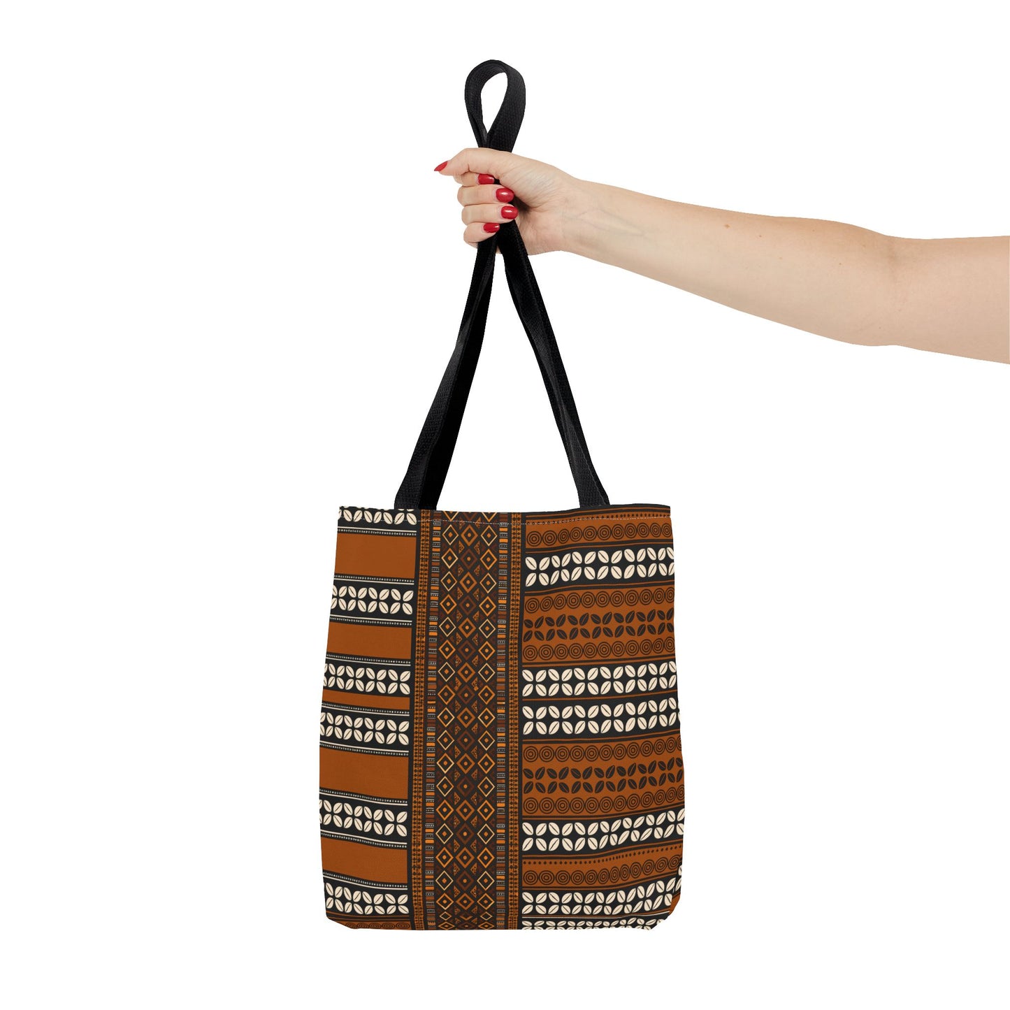 Mudcloth and Cowries Print Brown Canvas Tote Bag