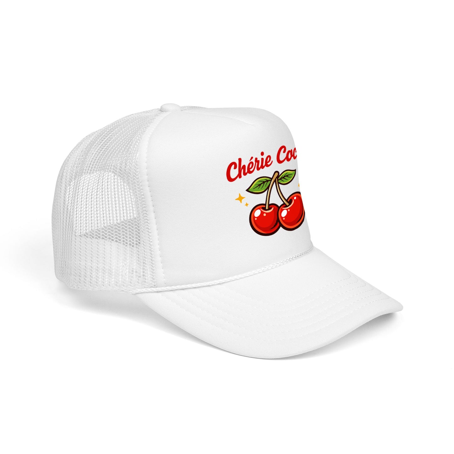 Chérie Coco Trucker hat , Cherry retro script design, Mother's Day Gift