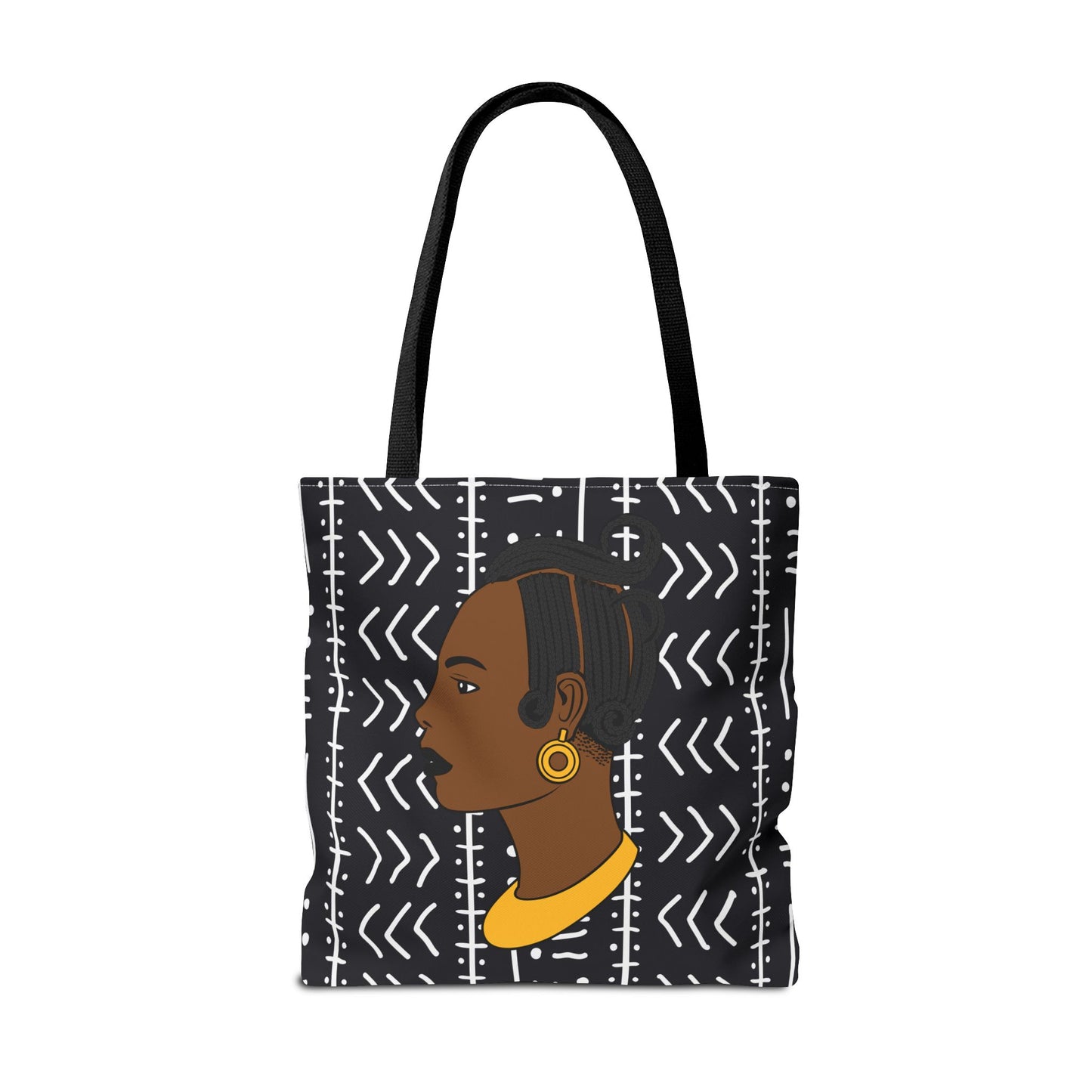 Lady Kongossa on Black Mudcloth Canvas Tote Bag