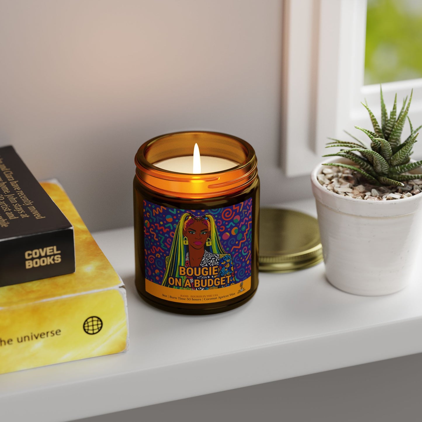 Bougie on a Budget Coconut Apricot Wax Scented Candles (Color), Afrocentric Candle, Home Fragrance Decor, Aromatherapy Gift, Relaxation Candle