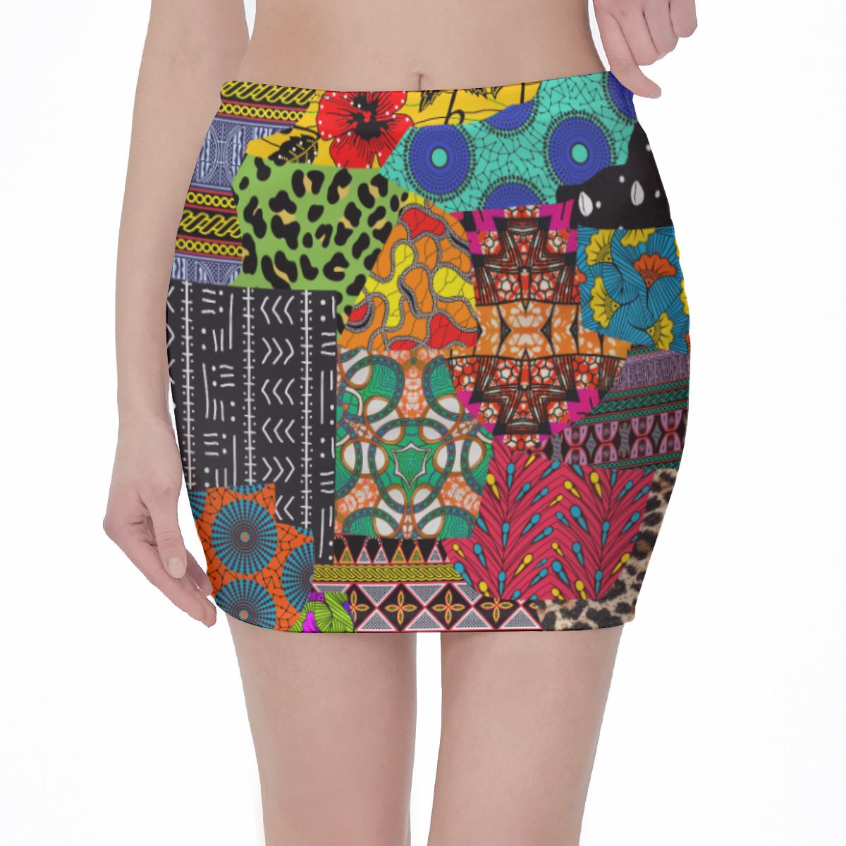 Ankara Mini Skirt: High Waist African Print, Stretchy Fabric, Ready to Ship