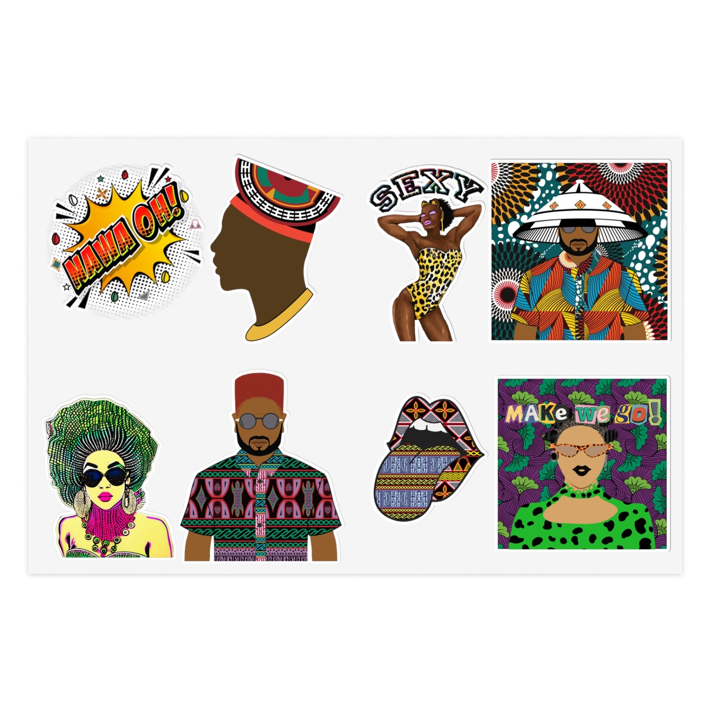 Atanga Durable White Vinyl African Sticker Sheets, Water Resistant Stickers for Crafts and Journals, Ideal Creative Gift