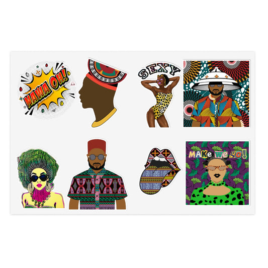 Atanga Durable White Vinyl African Sticker Sheets, Water Resistant Stickers for Crafts and Journals, Ideal Creative Gift