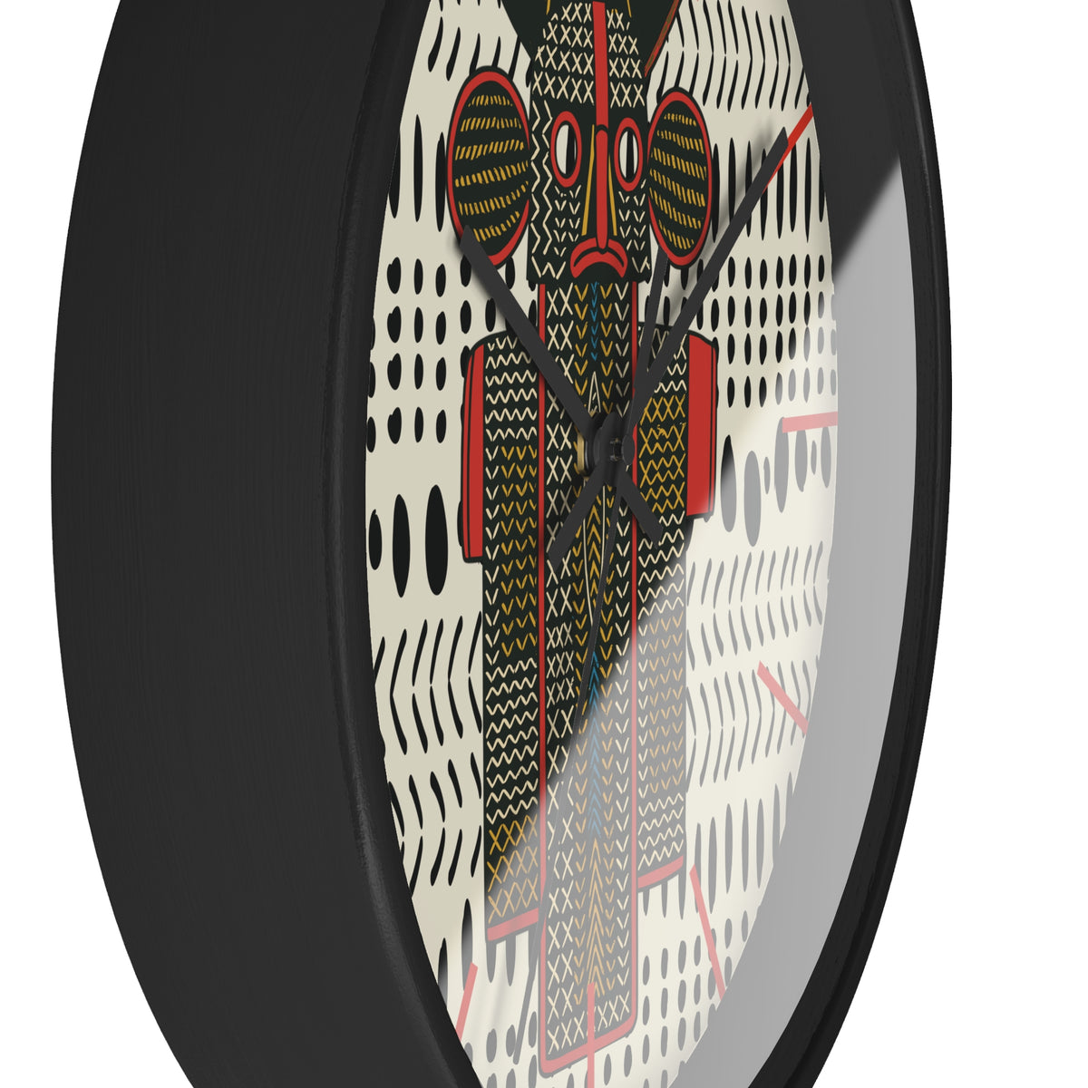 Cameroon Elephant Mask on Mudcloth Wood Wall Clock Perfect