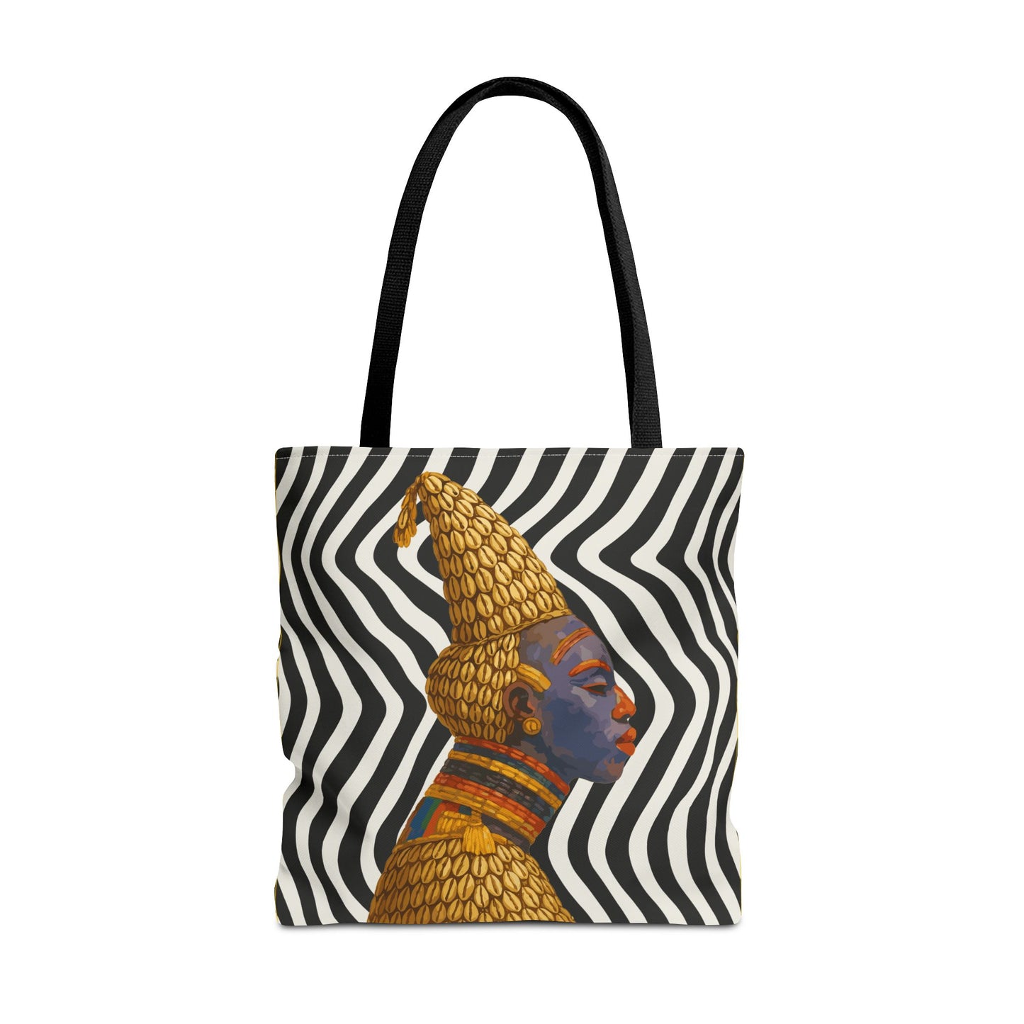 Cameroon Bangwa Mask Satin on Zebra Print  Canvas Tote Bag