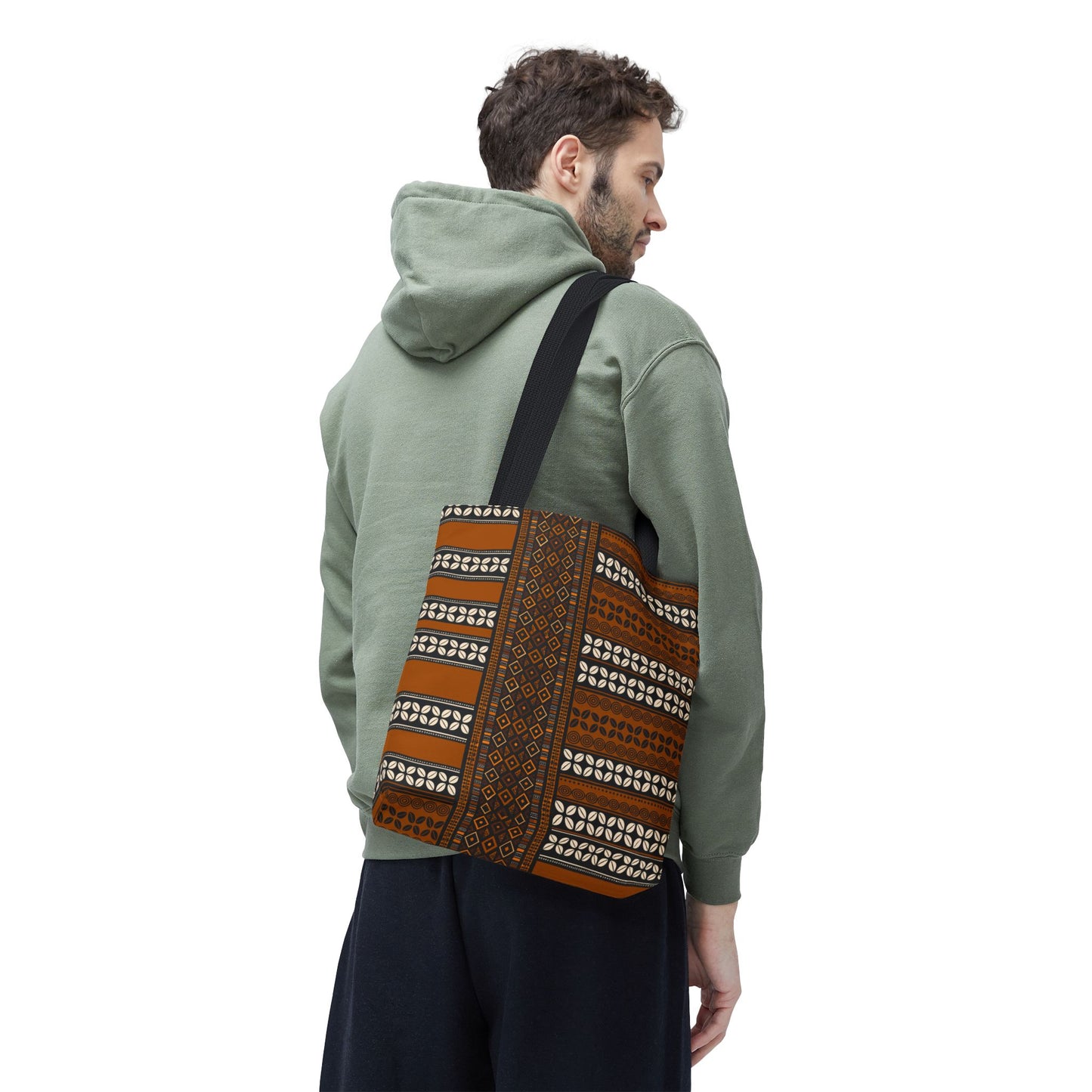 Mudcloth and Cowries Print Brown Canvas Tote Bag