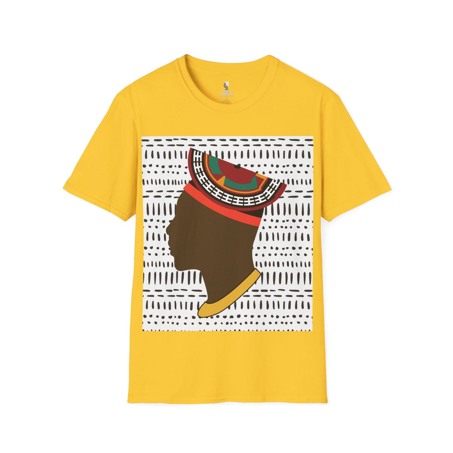 Man in Bamenda Hat White Mudcloth Unisex Softstyle T-Shirt