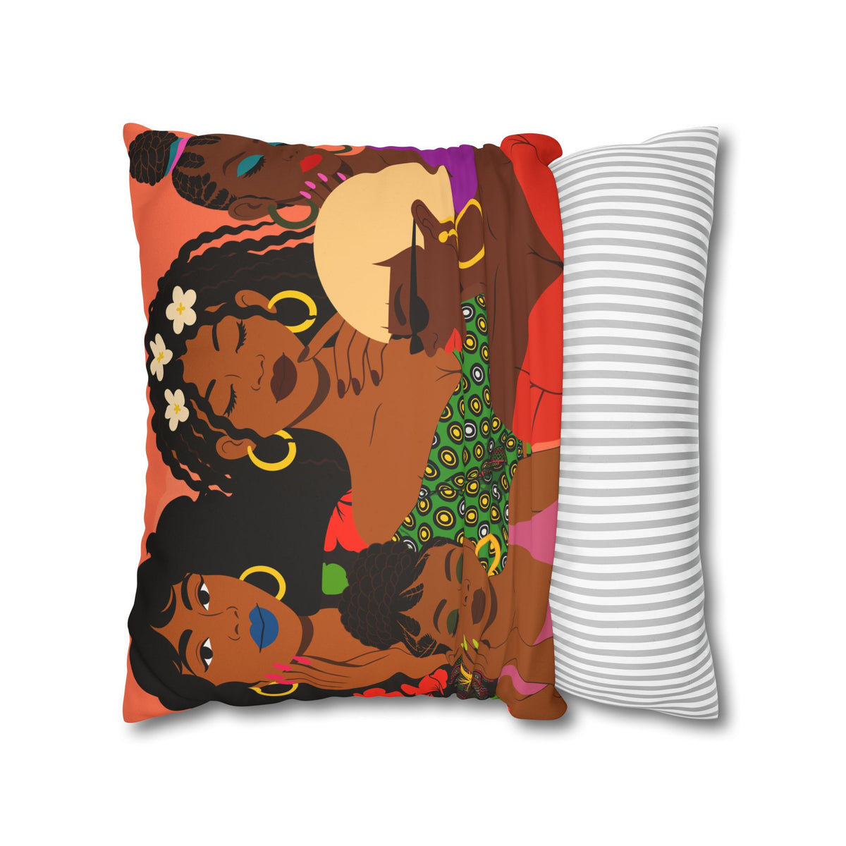 Black Girl Magic Collage Faux Suede Throw Pillow Cover, African-Inspired Black Women Art, Double-Sided Decorative Cushion