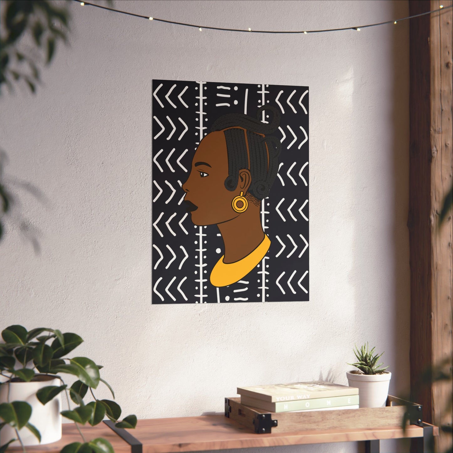 Lady Kongossa on Black Mudcloth Premium Matte Vertical Posters