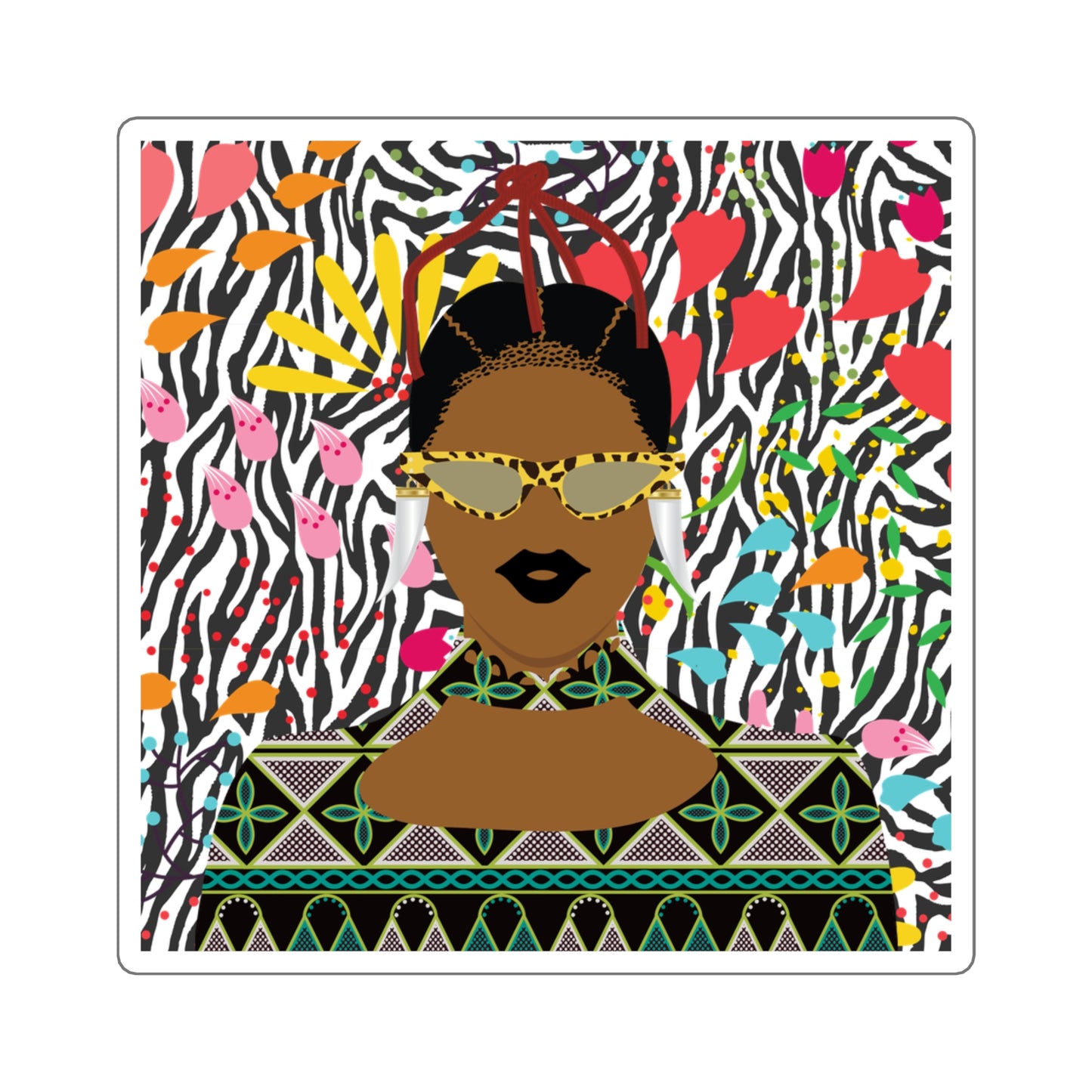 Manyi Square Stickers, on Zebra flora