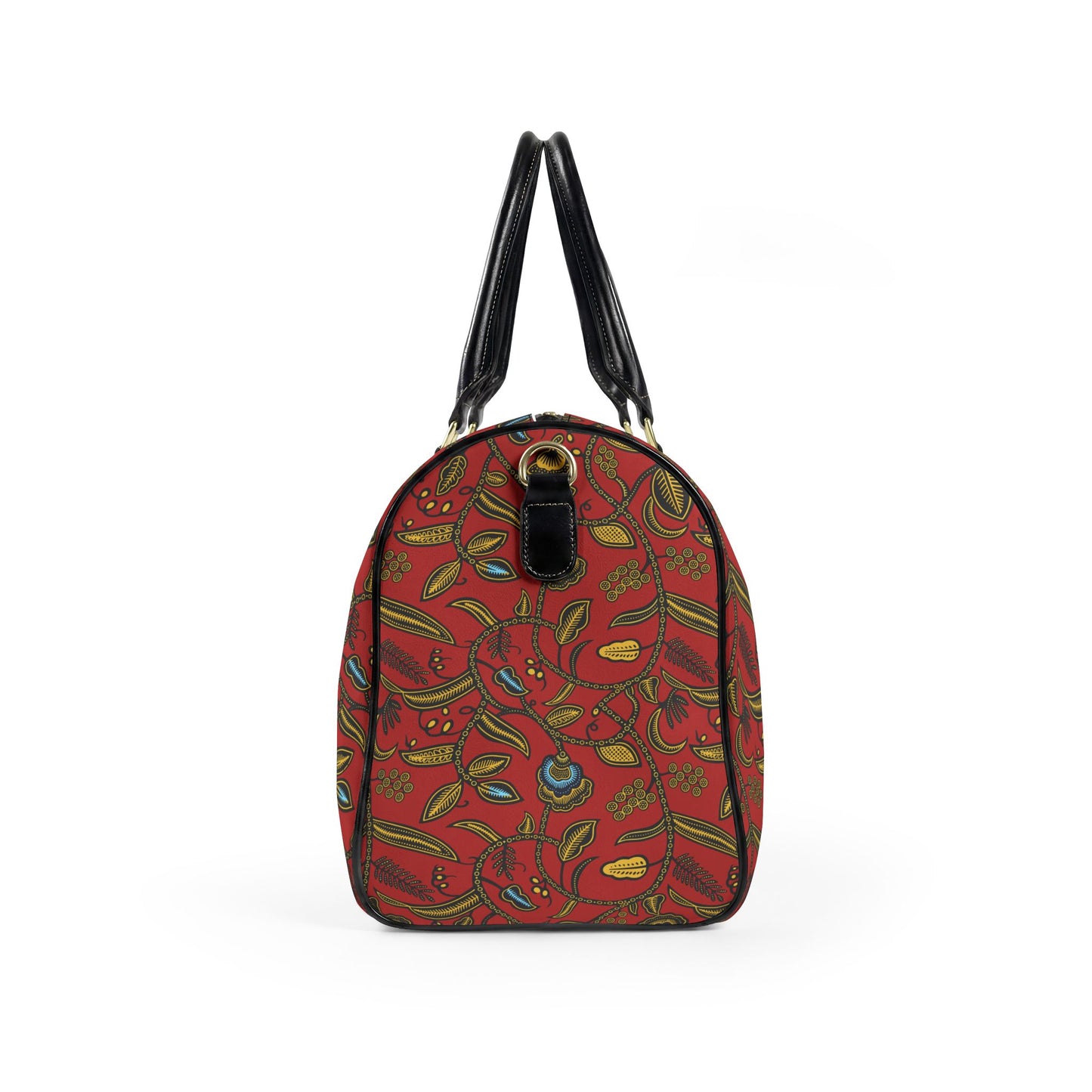 NEW Vegan Leather Red Paisley Ankara print Vegan Leather Travel Bag