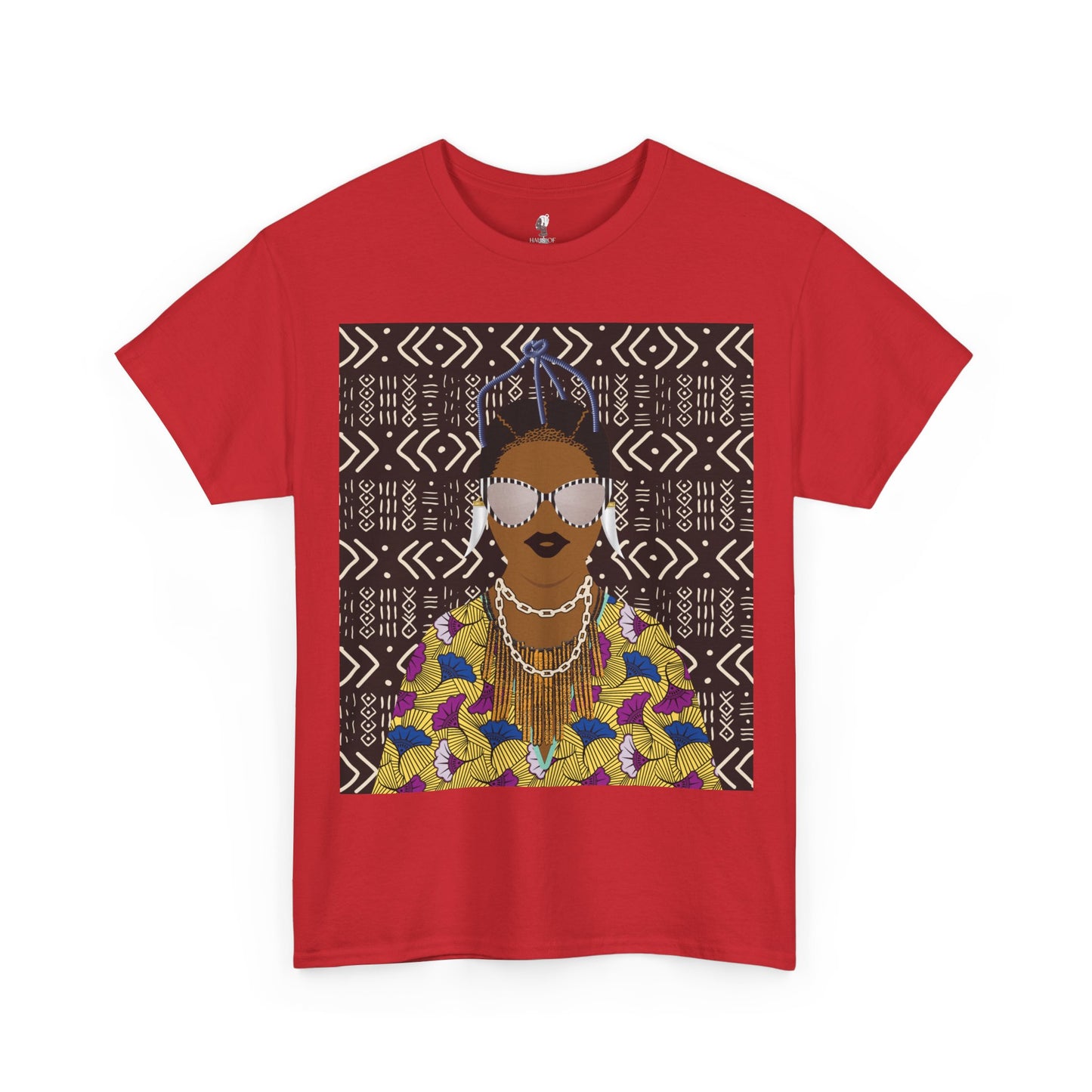 Manyi in Floral on Mudcloth Unisex Heavy Cotton Tee