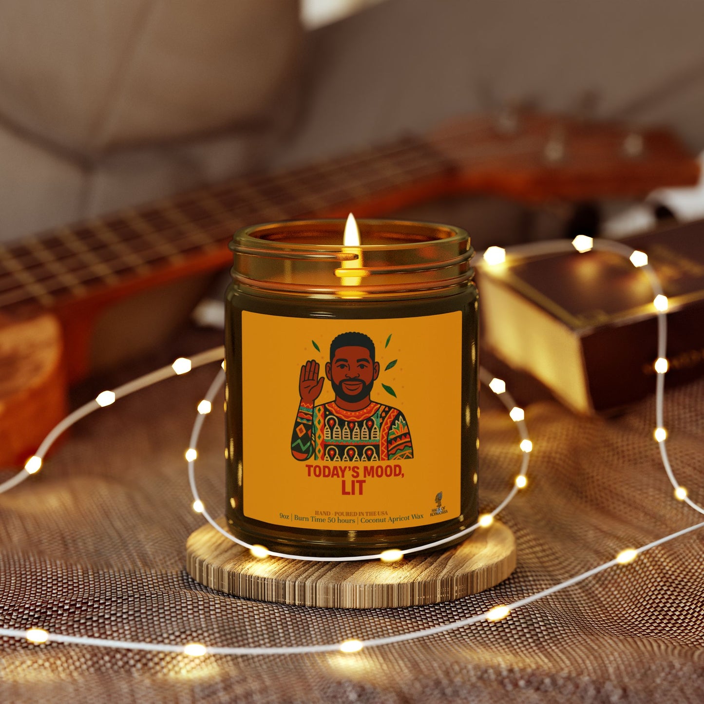 Today's Mood, LIT Coconut Apricot Wax Scented Candles (Color), Afrocentric Candle, Home Fragrance Decor, Aromatherapy Gift, Relaxation Candle
