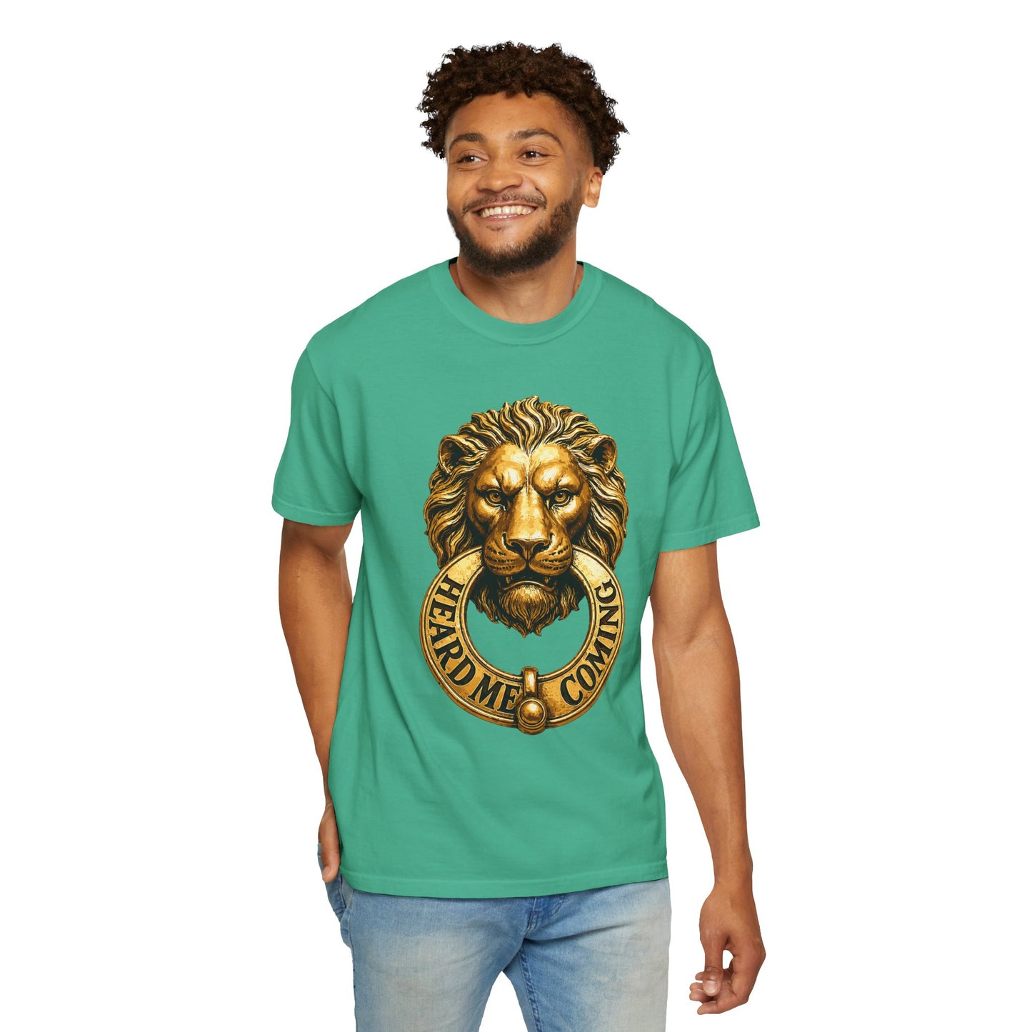 Gold Lion Knocker Unisex Garment-Dyed T-shirt