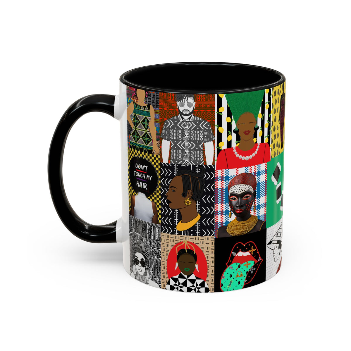 African Pipo Accent Coffee Mug - 11oz, 15oz, 4 Colors, 2 Sizes, Unique Ethnic Design, Kitchenware, Tea Cup, Home Decor, Drinkware