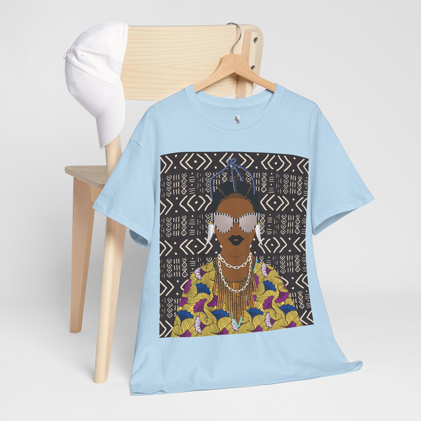 Manyi in Floral on Mudcloth Unisex Heavy Cotton Tee