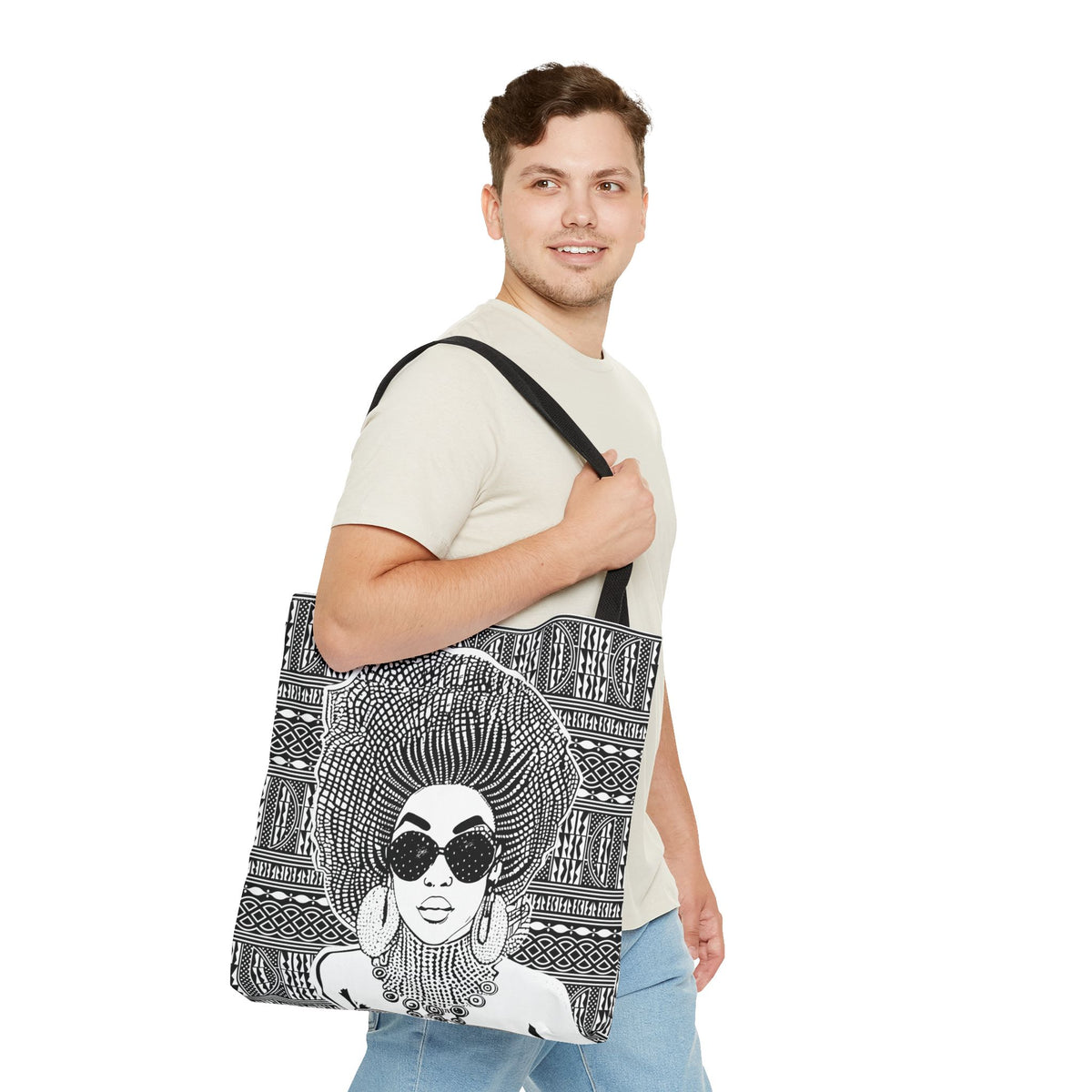 Madame Headtie(BW) on BW Ndop Tote AOP Tote Bag