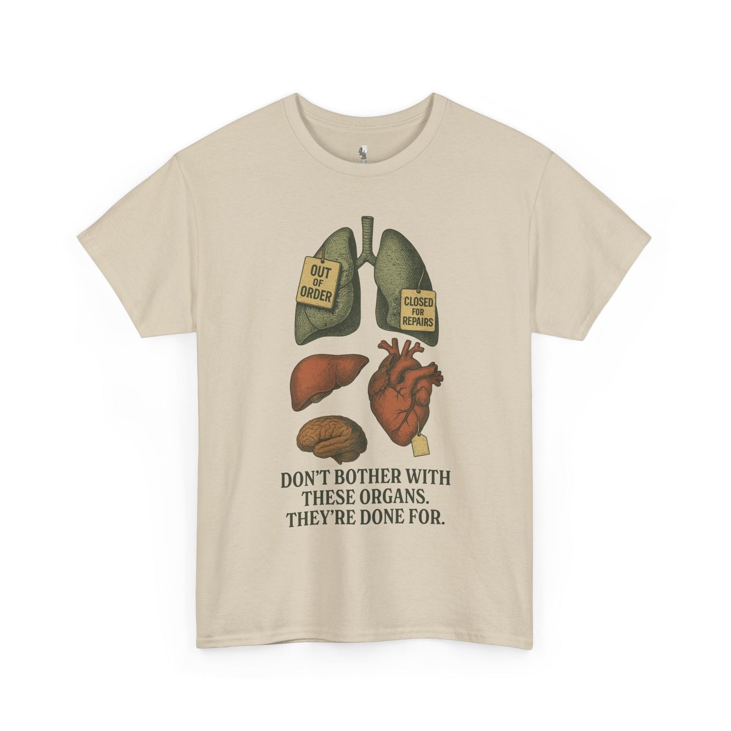 Funny Anatomy T-Shirt, Don't Bother With These Organs Graphic Tee, Unisex Heavy Cotton Shirt, Dark Humor Gift, Sarcastic Science Shirt