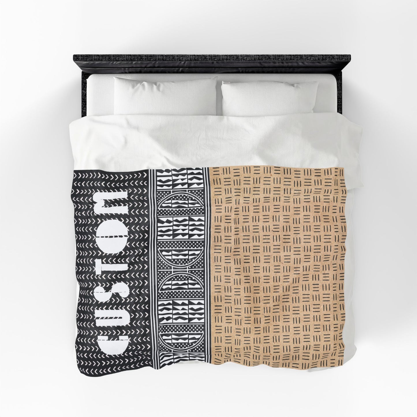 Personalized Velveteen Plush Blanket - Custom African Mudcloth Pattern Throw Blanket