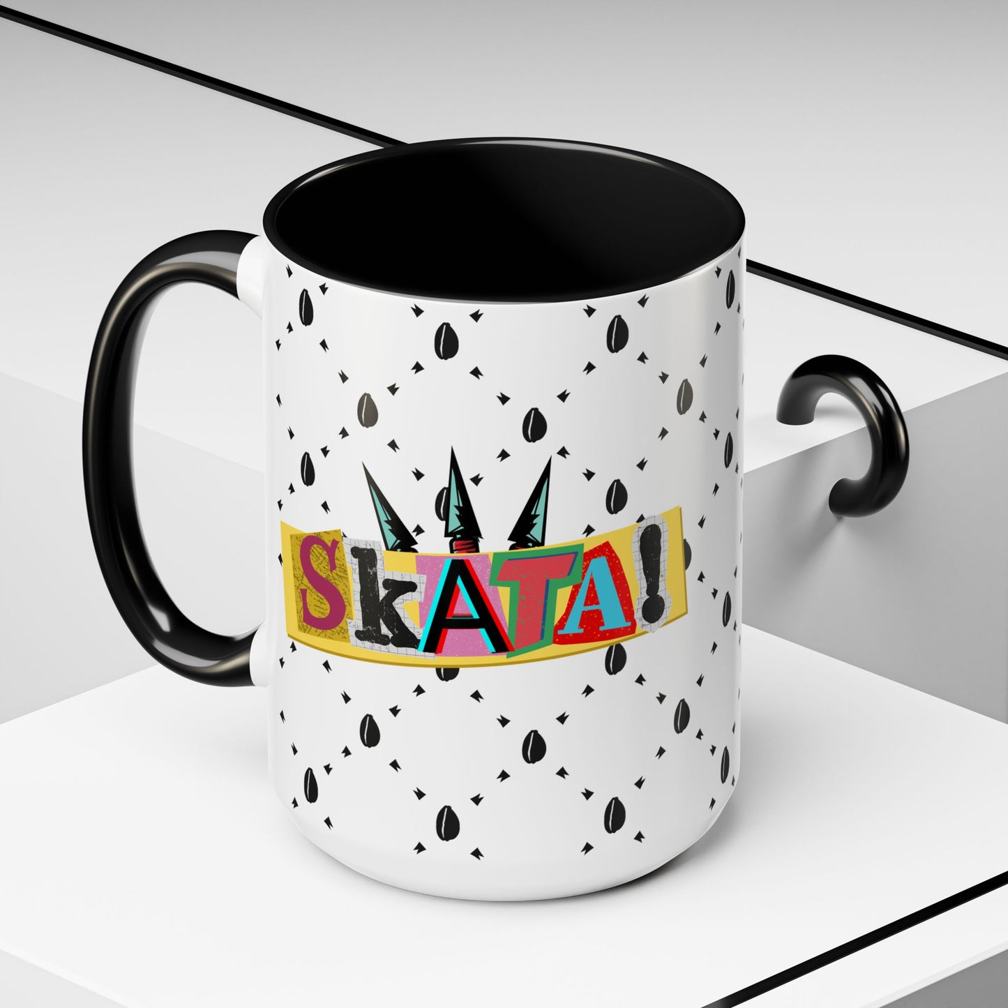 Skata Ceramic Accent Coffee Mug, 15oz, Ethnic Design, Kitchenware, Tea Cup, Home Decor, Drinkware