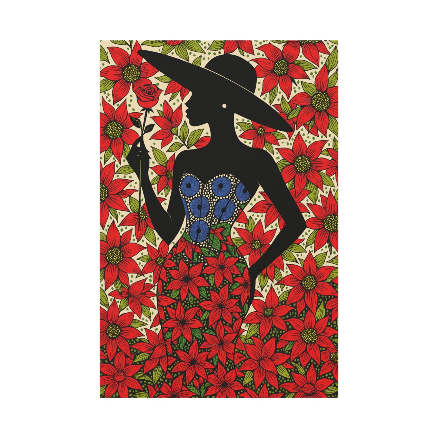 Poinsettia Lady Matte Canvas Wall Art,  Canvas Print, Floral Wall Decor, Mother's Day Gift, Stretched, 1.25"