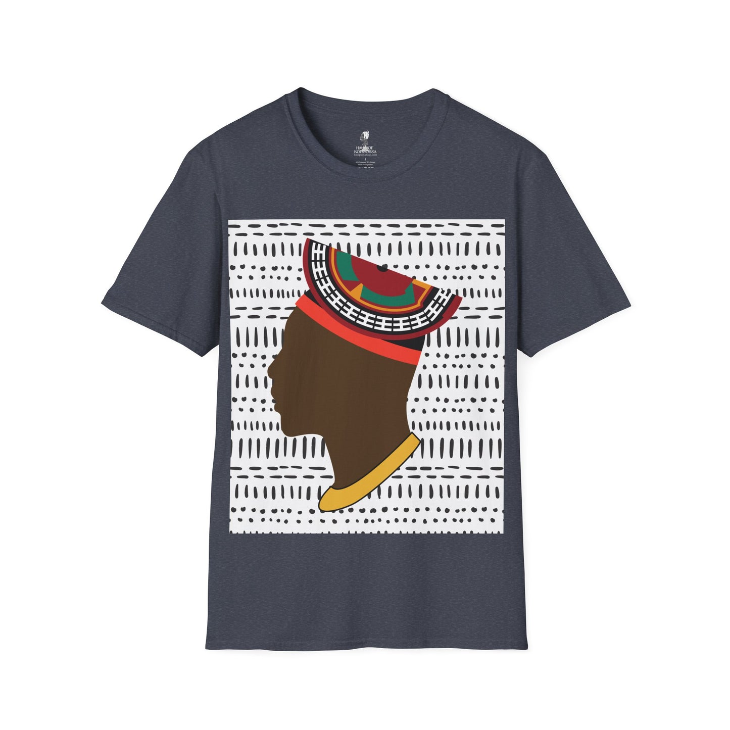 Man in Bamenda Hat White Mudcloth Unisex Softstyle T-Shirt