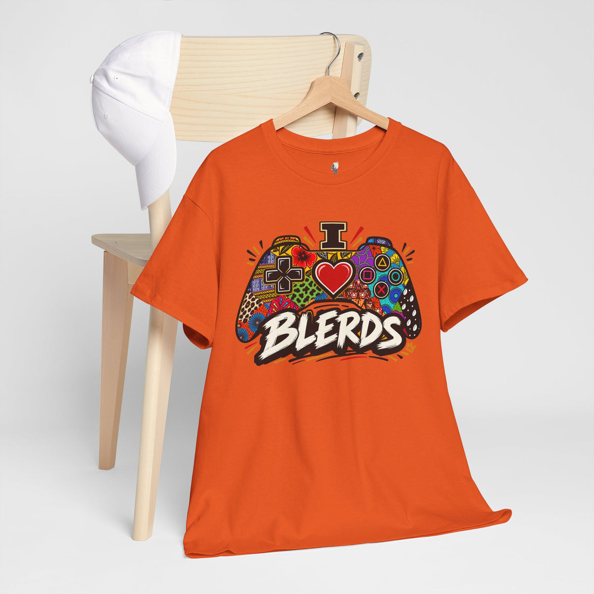 I Heart Blerds Tee Colorful Gamer Controller Graphic Unisex Heavy Cotton Tee
