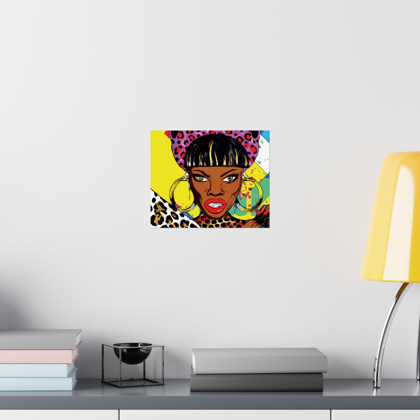 Matte Art Poster, She Grills on Neon Leopard Spots, Wall Art Decor, Kitchen Decor, Grilling Print, Leopard Print Poster, Neon Wall Art