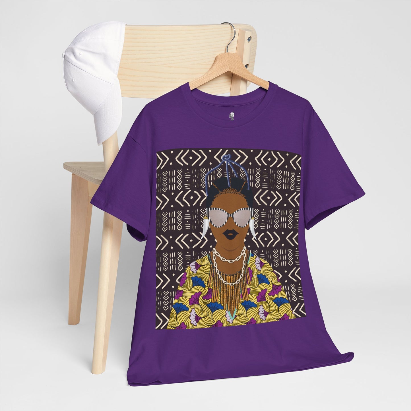 Manyi in Floral on Mudcloth Unisex Heavy Cotton Tee