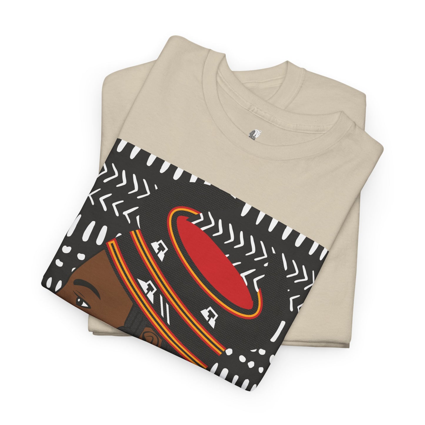 African Lady in Bamenda Bamileke Hat Unisex Tee, Ethnic Mudcloth T-Shirt, Black Boho Shirt, Festival Clothing, Afrocentric Top