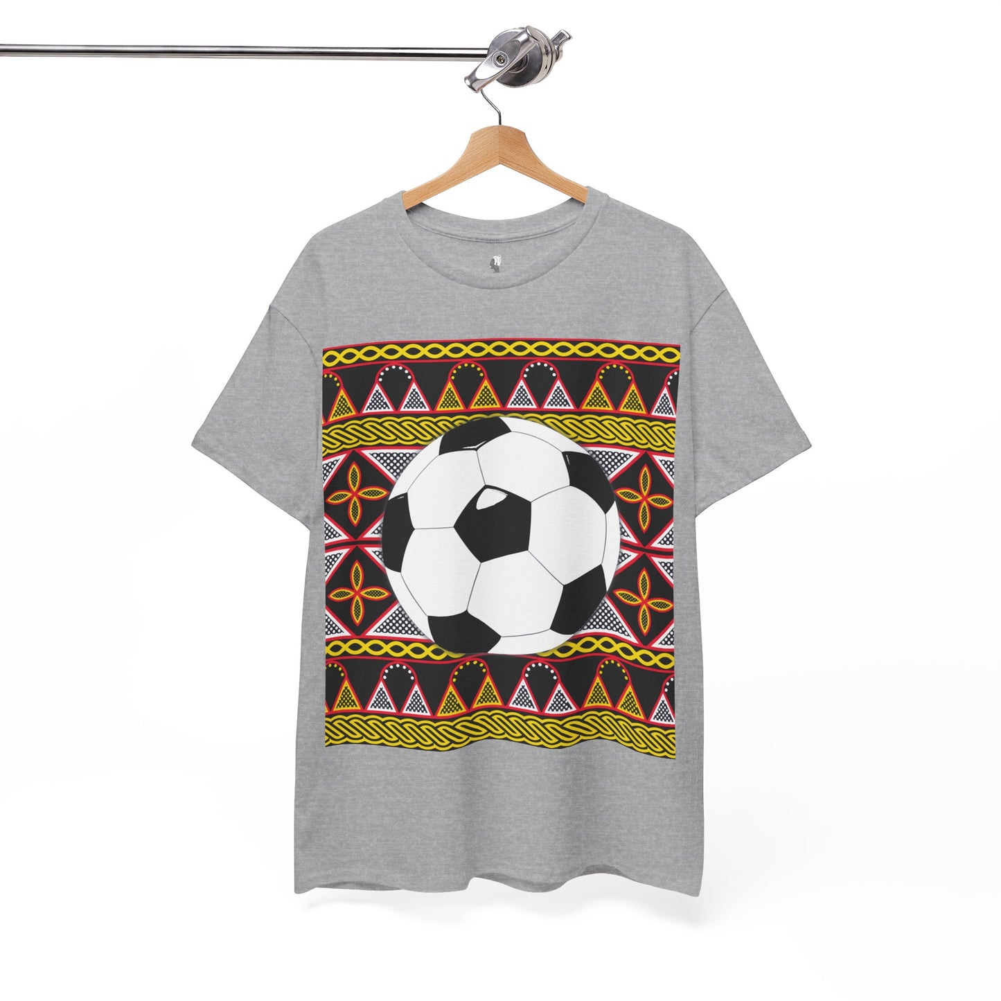 GOAL!! - BW Football on Yellow Toghu with Back Design Unisex Heavy Cotton Tee