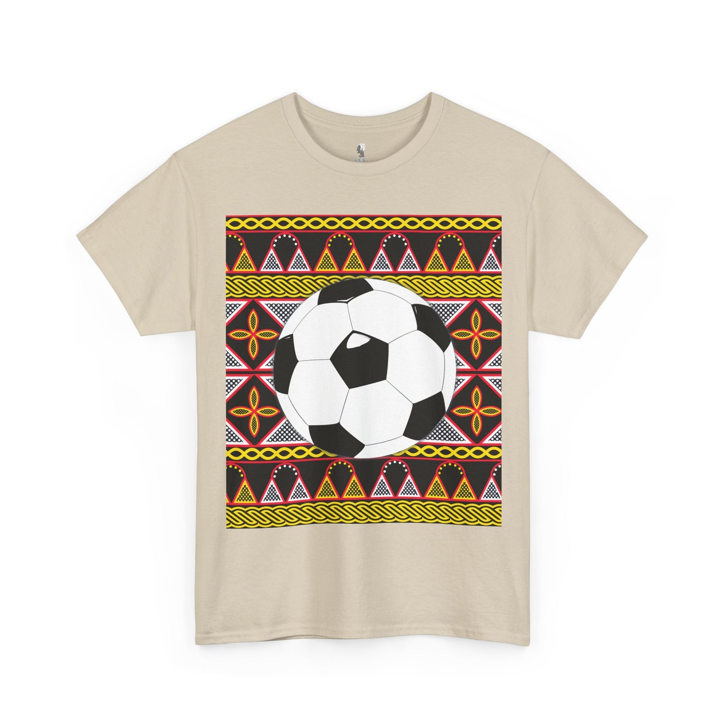 GOAL!! - BW Football on Yellow Toghu with Back Design Unisex Heavy Cotton Tee
