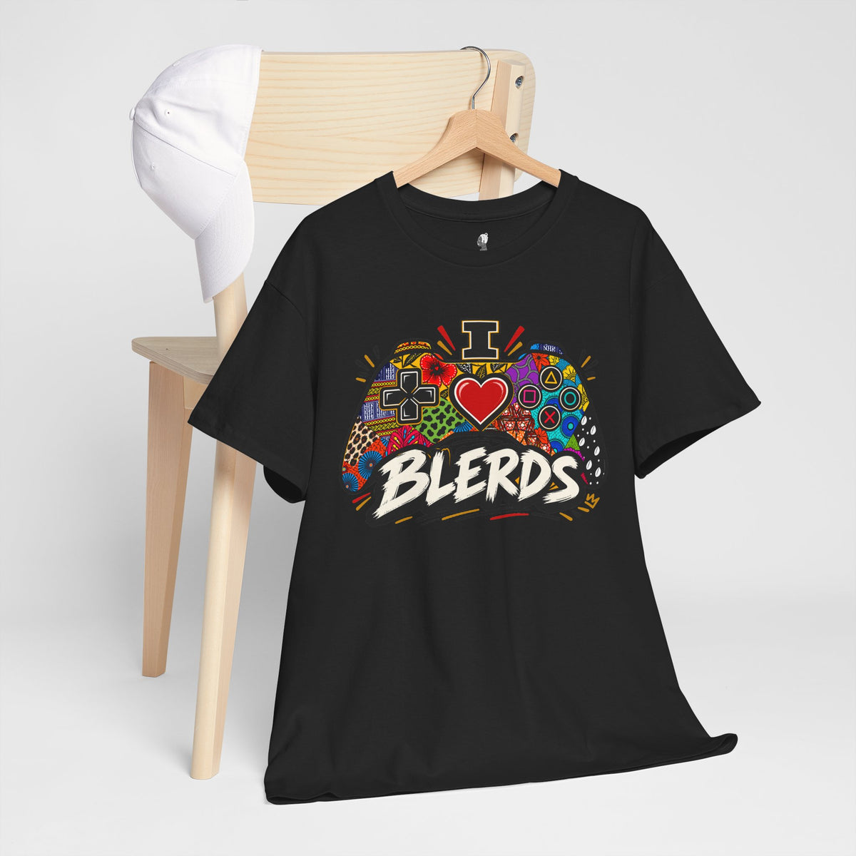 I Heart Blerds Tee Colorful Gamer Controller Graphic Unisex Heavy Cotton Tee